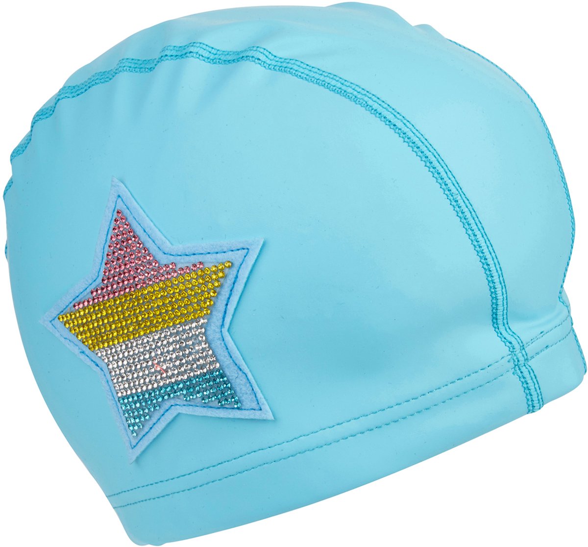 Bling2o Badekappe Kinder - Lagunenstern - dehnbar - Schwimmen - in transparenter Tasche - Blau