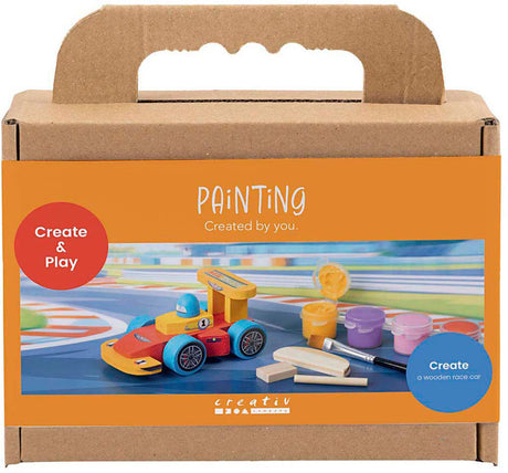 Creativ Company Mini-Hobby-Set zum Bemalen eines Rennwagens aus Holz