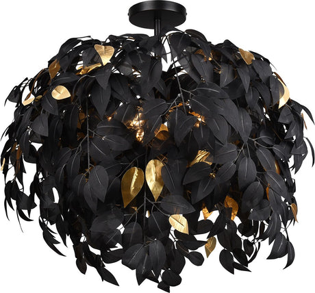Rl live your light reality leavy - plafondlamp - zwart met goud - excl. 3x e14 28w - plafondbevestiging