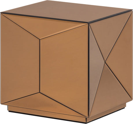 Woood Glintz Beistelltisch - Holzspiegelglas - Braun - 40x40x40