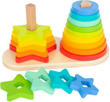Small Foot - Holz-Stapelturm Regenbogenkreis und Stern, 19-tlg.