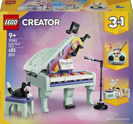 Lego Creator 3in1 Klavier mit Katze und Radio- und Plattenspielerspielzeug für Kinder 31392