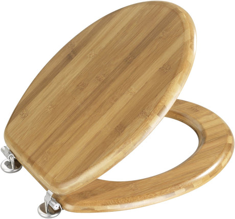 Wenko Toilettensitz Bambus dunkelbraun - FSC-Holz - Edelstahlscharniere - Toilettensitz - WC-Sitz - Massivholz