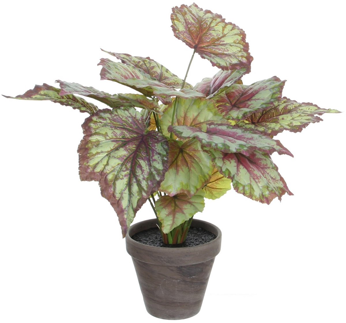 Mica decorations begonia kunstplant in bloempot stan - h40 x ø38 cm - rood