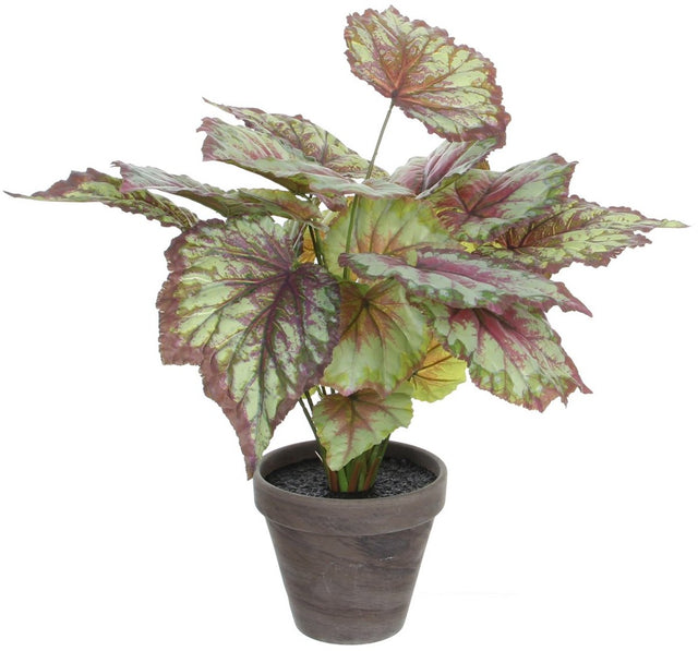 Mica decorations begonia kunstplant in bloempot stan - h40 x ø38 cm - rood