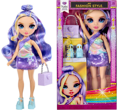 Van der meulen rainbow high my fashion style violet - modepop van 28 cm met paarse statementoutfit en stijlvolle handtas. geweldig speelgoed of cadeau voor kinderen van 4-12 jaar