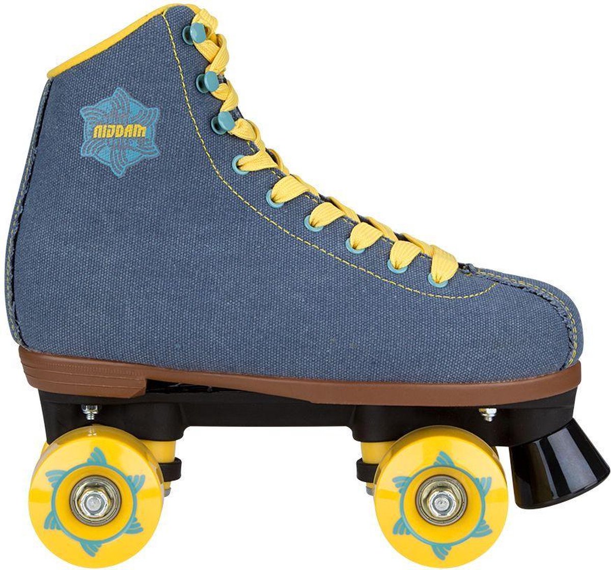 Nijdam retro rolschaatsen - denim rebel - denimblauw geel - maat 36