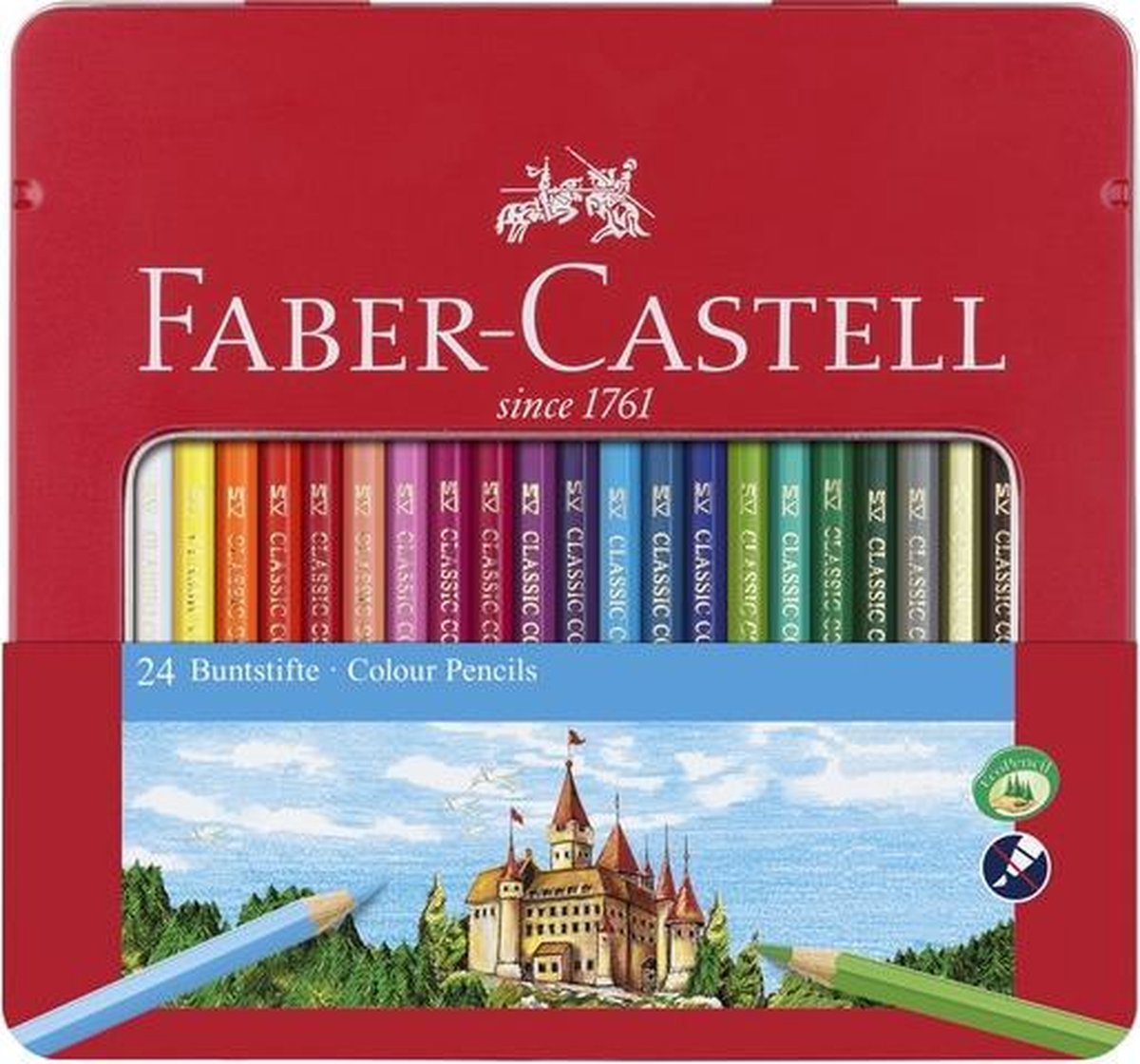 Faber Castell FC-115824 Buntstift Faber-Castell Castle Sechseckiges Metalletui mit 24 Teilen