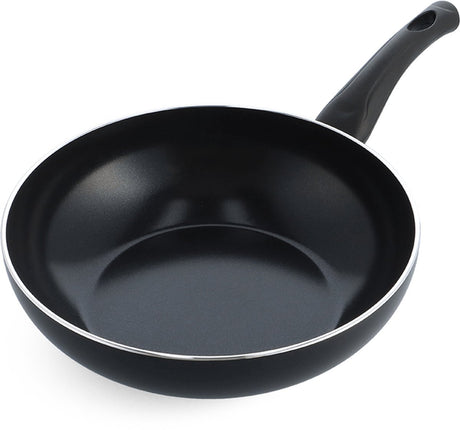Bk brilliant wokpan 28cm - 3.7l - pfas-vrije antikleeflaag – wokpan inductie – keramische pan - ovenbestendig tot 230°c – koudgrepen - zonder deksel - zwart