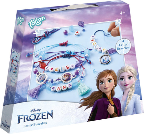 Totum Disney Frozen 4 Buchstaben Armbänder Herstellung Bastelpaket Schmuckset Freundschaftsarmbänder Spielzeug Mädchen mit Anna und Elsa Geschenktipp Basteln
