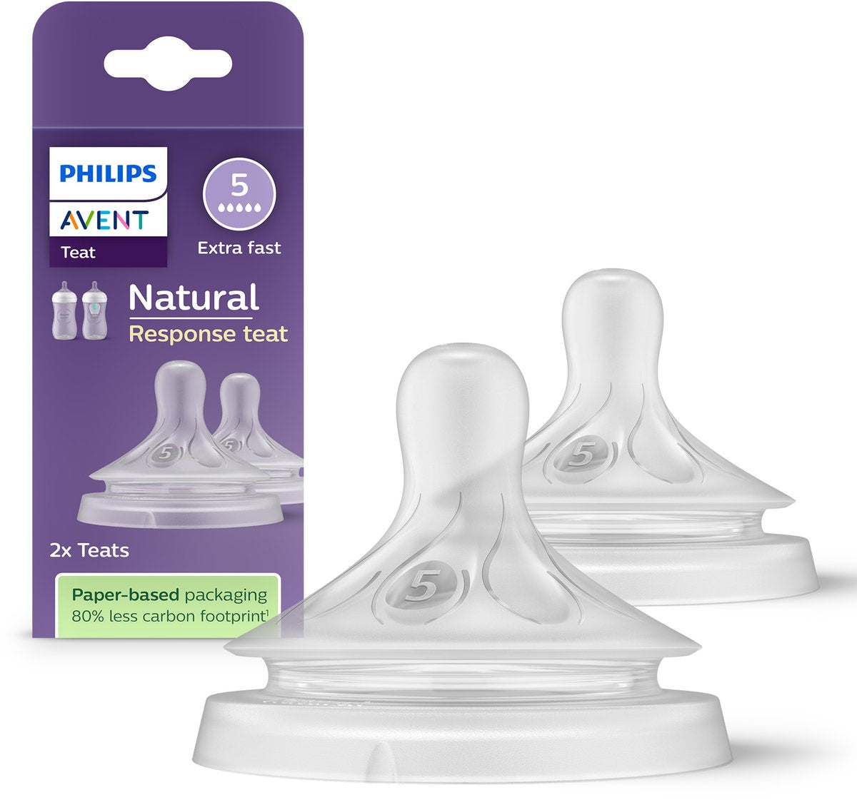 Philips Avent natürlicher Saugreflex – Geschwindigkeit 5, 6+ Monate, 2 Stück – SCY965 02 – Flaschensauger