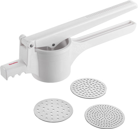 Metaltex - Kartoffelstampfer - Püreestampfer - 3 austauschbare Edelstahlscheiben - 36 cm - Weiß
