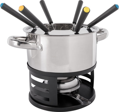 Gemütliches, trendiges Fondue-Set mit 6 Gabeln – Edelstahl – ø 17 cm