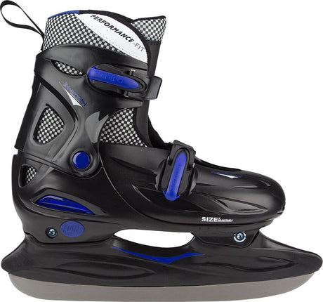 Nijdam Kinderschlittschuhe verstellbar - Eishockeyschlittschuhe - Schwarz Blau - Größe 27-30