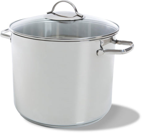 BK Suppentopf 26cm - 11l - ohne PFAS-freie Antihaftbeschichtung - Induktionstopf - Edelstahltopf - ofenfest bis 230°C - mit Glasdeckel - Silber