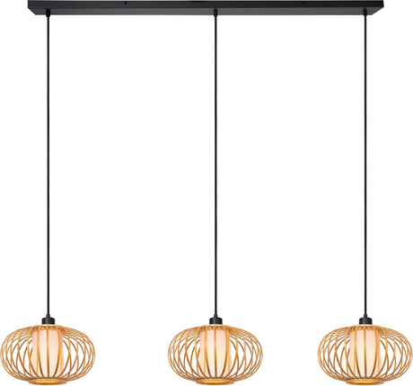 Lucide thuline - hanglamp - 3xe27 - lichte houtlook - essential - japandi