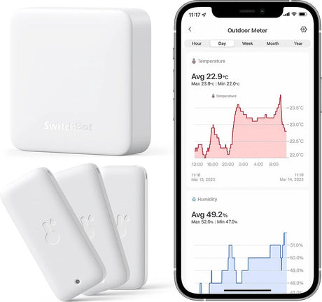 Switchbot – WLAN-Hygrometer-Thermometer im 3er-Pack mit Hub Mini, IP65-Innen- und Außenthermometer für zu Hause
