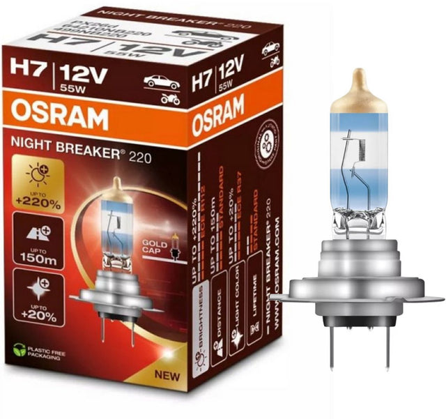 Osram Night Breaker-Serie – Halogen-Autolampe – 220 % helleres Licht – H7 – große Reichweite