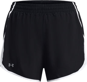 Under armour ua fly by 3'' shorts -blk dames sportbroek - zwart - wit - reflective