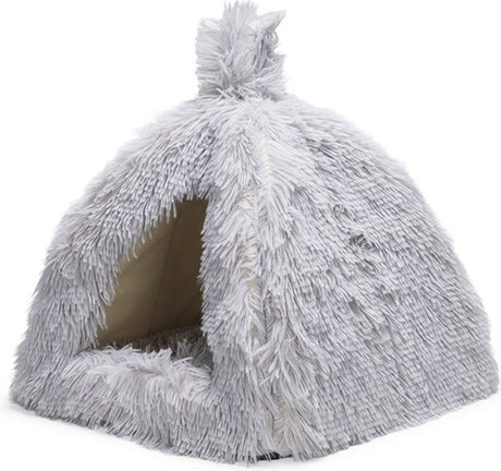 Beeztees kitten cave cosmo - kattenmand - pluche - grijs - 40x40x40 cm