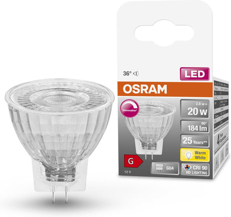 Osram LED-Lampe – Spot gu4 – 12 V – 2,8 W – 184 Lumen – warmweiß – dimmbar