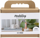 Creativ Company Mini-Hobbyset Modellieren, Kerzenständer mit Muscheln, gebrochenes Weiß, 1 Box