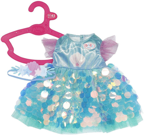 Baby born - zeemeermin poppenoutfit - 43cm - glitterjurk tiara. m