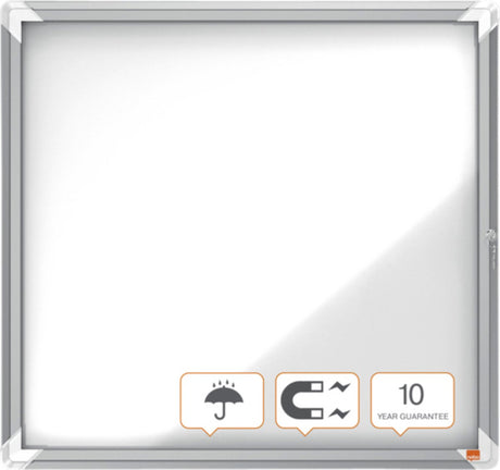 Nobo Premium Plus abschließbare Glas-Außenvitrine, magnetisch, 6 x A4 für Größe mit Seitenverriegelung – Grauweiß