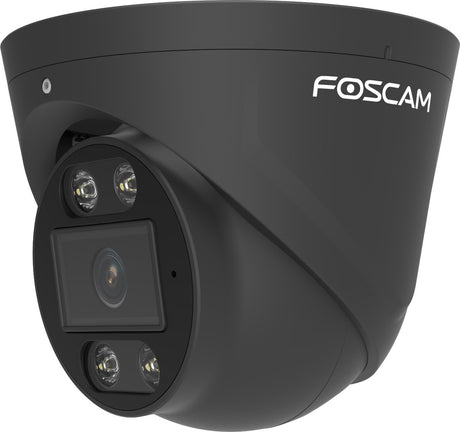 Foscam T5EP Sicherheitskamera für den Außenbereich – 5 MP 3K PoE IP-Kamera – Personen- und Fahrzeugerkennung – Nachtsicht 20 m – Spotlight-Sirene – 2-Wege-Audio – IP66 – Schwarz