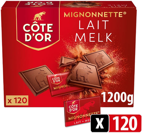 Côte d'or mignonnette melkchocolade - chocolaatjes melk 120 x 10g - 1,2kg - chocoladerepen en tabletten - chocolade voor bij de koffie - voorraad - verjaardag cadeau vrouw of man - geschenkset voor man en vrouw