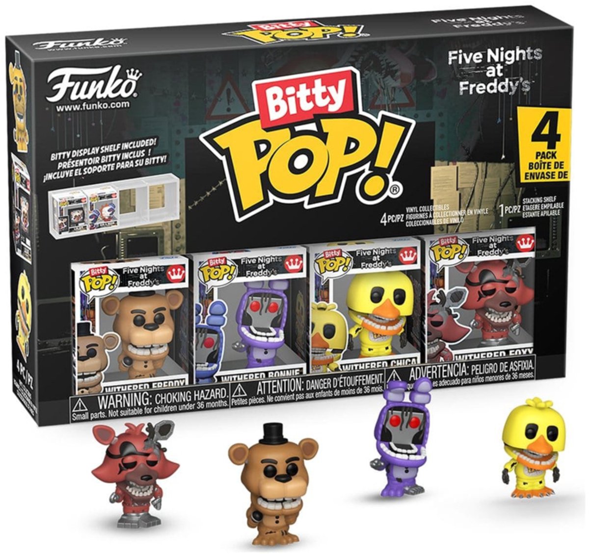 Five nights at freddy's withered (bitty pop!) vinylfiguurtjes (set van 4) unisex funko bitty pop! - neutraal - standard