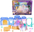 Einhorn-Akademie – stabiles Spielset – mit Springbrunnen, Wildstern, Licht und Sound – 24 Zubehörteile – Puppen und Einhorn-Spielzeug