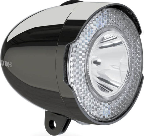 Scheinwerfer 706-B Retro 15 Lux-LED-Batterie-Chrom schwarz