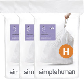 Simplehuman Code H Abfallbeutel – 35 Liter – 60 Stück – mit Kordelzug – weiß