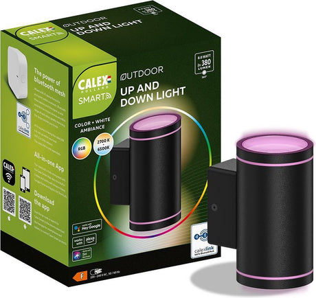Calex smart outdoor up down light rgb cct 2x4w 2x380lm
