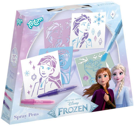 Totum disney frozen spray pens blaaspennen en sjablonen elsa, anna en olaf - knutselset creatief speelgoed meisjes vanaf 4 jaar