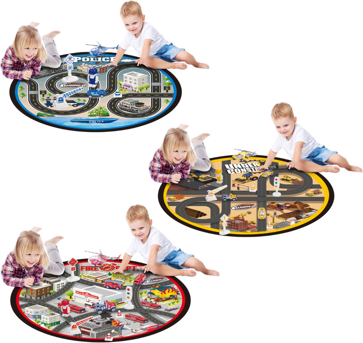 Gearbox-Auto-Spielset mit Decke – Polizei-Thema