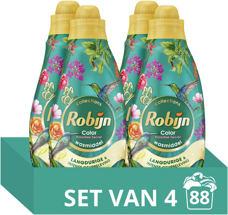 Robijn Small Leistungsstarke Collections Flüssigwaschmittel – Colour Paradise Secret – 4 x 22 Wäschen – Vorteilspack
