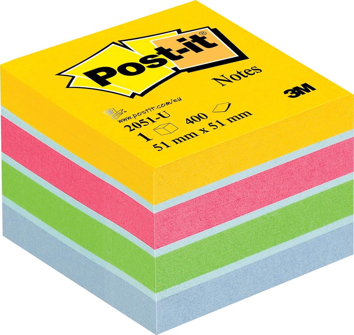 Post-it®-Notizen, Mini-Würfel, Ultra, 51 x 51 mm, 400 Blatt-Würfel
