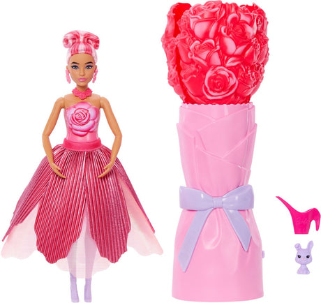Barbie-Blütenblattpuppe, parfümierte Modepuppe – rosa Kleid