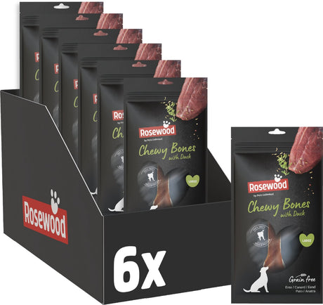 Rosewood chewy bones eend large - kauwkluiven voor grote honden - eend en runderhuid - eiwitrijk - 6 x 90 g