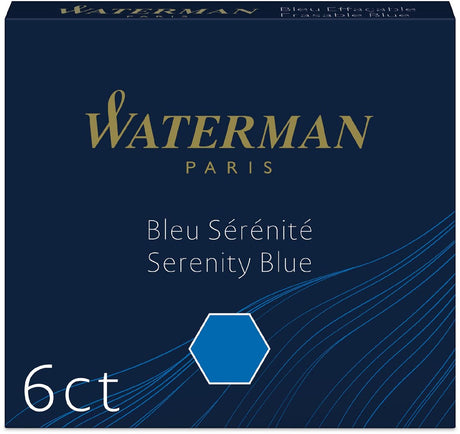 Waterman – Füllfederhalter-Tintenpatronen | kurz 'international' | Gelassenheit blau | 6 Stück