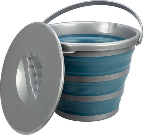 Abbey Camp Falteimer – blau – Griff und Deckel – ca. 10 Liter - kompakt faltbar