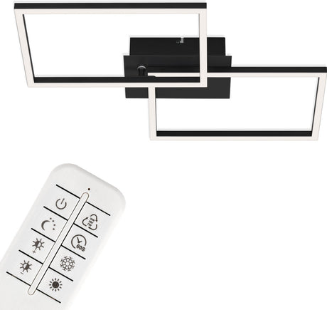 Briloner - LED-Deckenleuchte - dimmbare Deckenleuchte - inkl. Fernbedienung - CCT - Nachtlichtfunktion und Timer - Schwarz