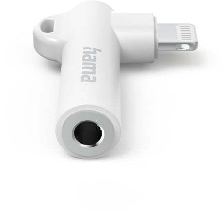 Hama Aux-Adapter Lightning U 3,5-mm-Klinkenanschluss, 90-Winkelstecker, Weiß