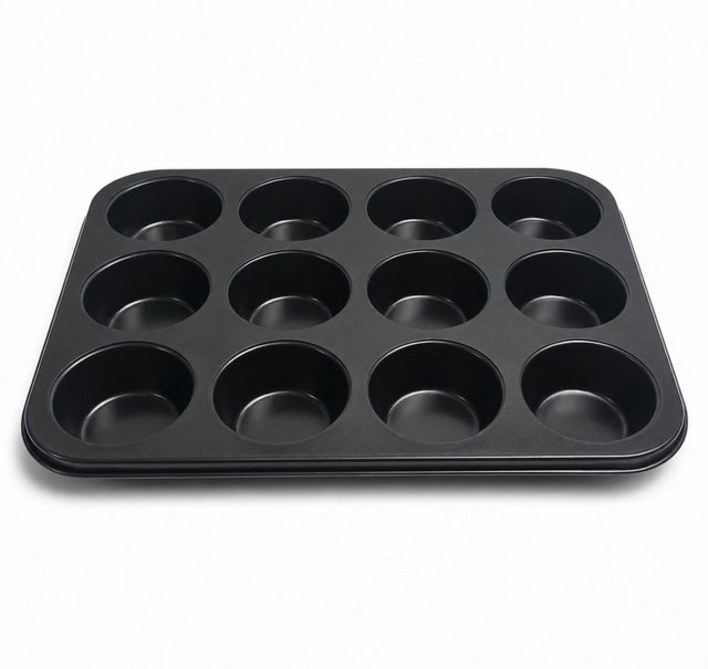 Kozie Muffinform für 12 Muffins – PFAS-frei – Antihaft-Backform – Cupcake-Form – Metall – Anthrazit