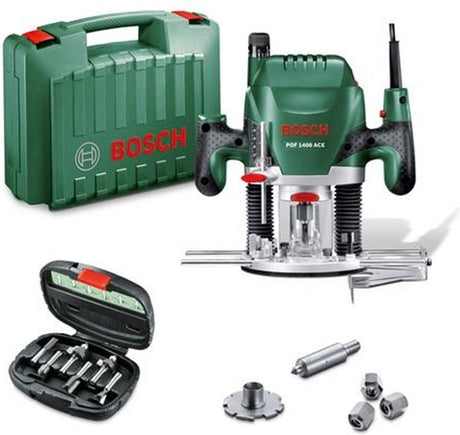 Bosch Green Bosch Pof 1400 Ace Oberfräse inkl. 6-teiliges Oberfräsen-Set im Koffer – 1400 W