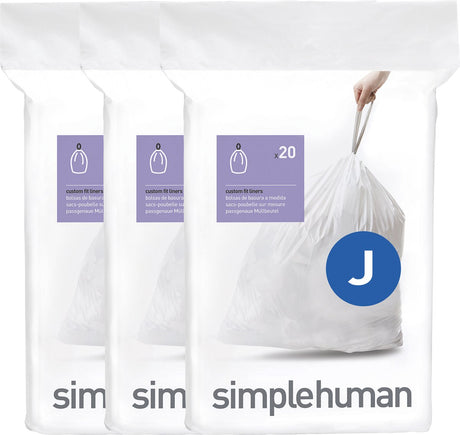 Simplehuman Code J Abfallbeutel – 40 Liter – 60 Stück – mit Kordelzug – weiß