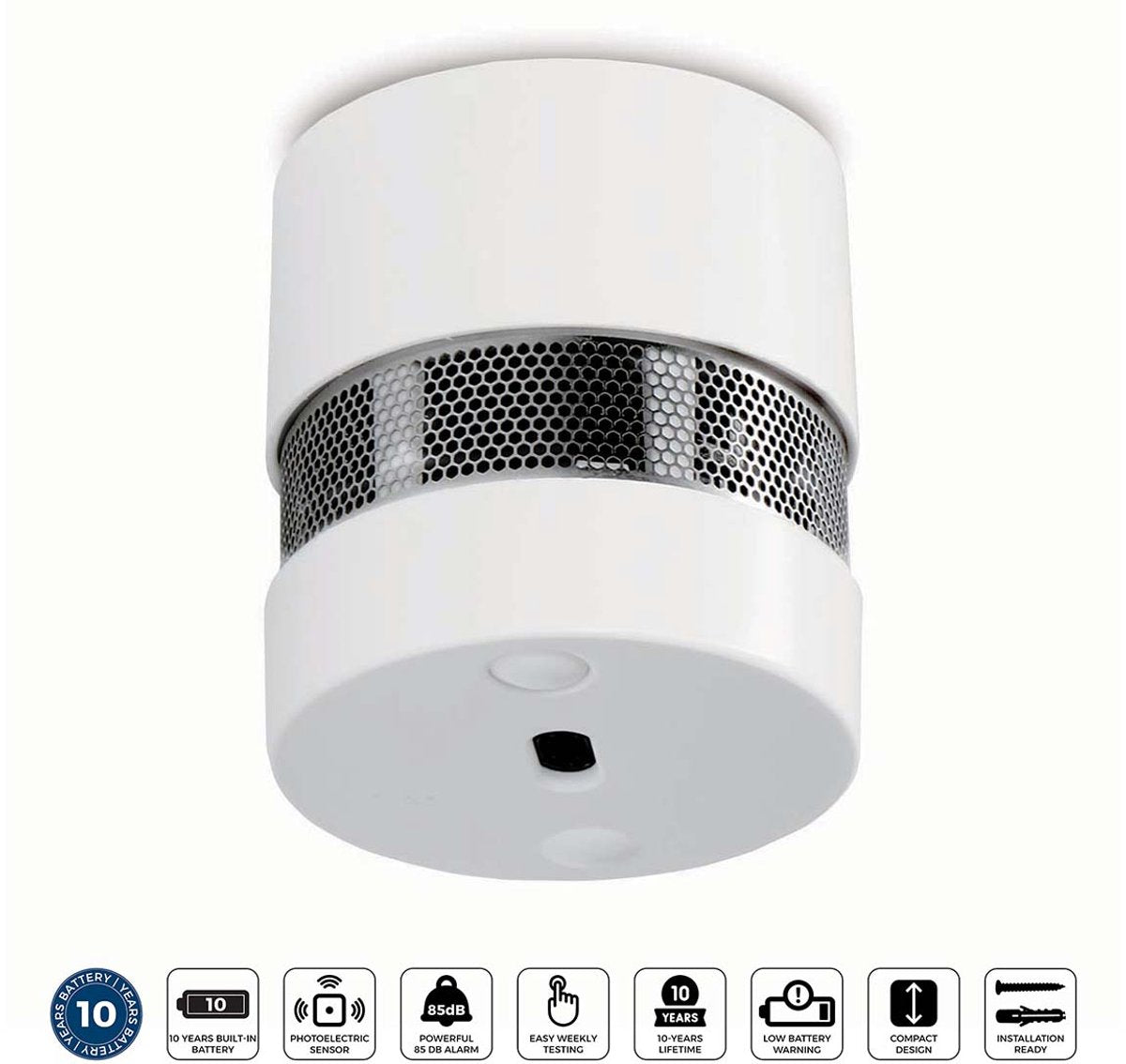 Alecto Alecto SA-201 Mini-Rauchmelder, 10-Jahres-Batterie, Weiß