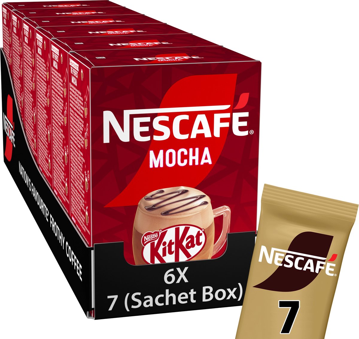 Nescafé Mokka Kitkat Instantkaffee – 6 Kartons x 7 Beutel
